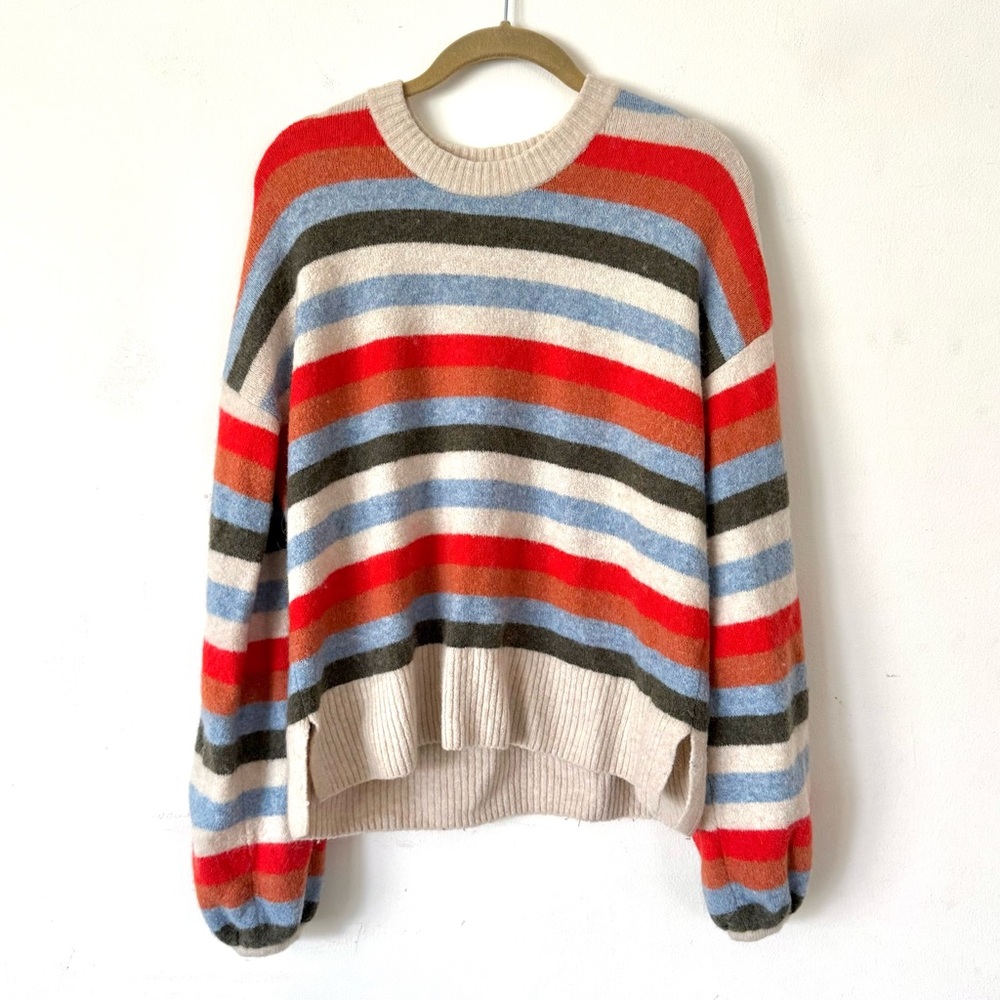 NWOT Madewell Wool/Alpaca-Blend Payton Striped Balloon Sleeve Sweater - Medium